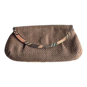 VTG Gap Jeans Woven Clutch Brown Women Small Canvas Trim Rare Y2k